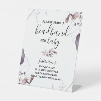 Purple Watercolor Flowers Sign - Headband Station
