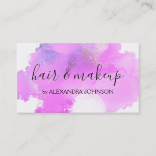 Purple Watercolor Foil Wash Girly Business Card