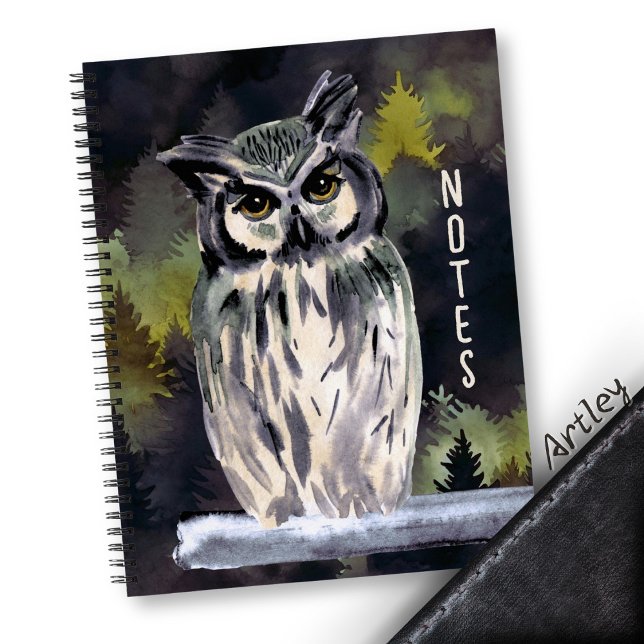 Purple Watercolor Forest Owl Personal Journal   (Creator Uploaded)