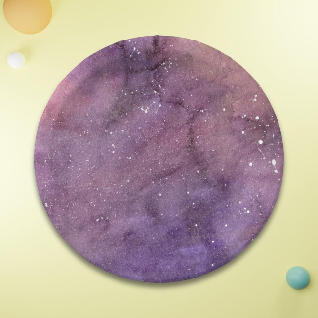 Purple Watercolor Galaxy Paper Plate (Creator Uploaded)