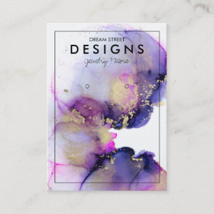 Purple Watercolor Gold Earring Display Card