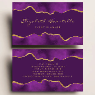 Purple Watercolor Gold Foil Luxury Business Card