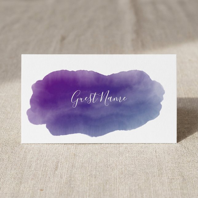 Purple watercolor guest dining name place card (Purple watercolor guest dining name place card.)