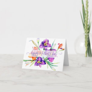Purple watercolor Iris Holiday Card
