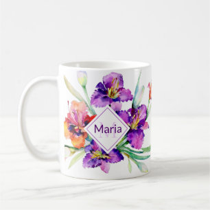 Purple watercolor Iris personalized Coffee Mug
