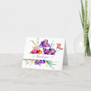Purple watercolor Iris personalized  Thank You Car Card