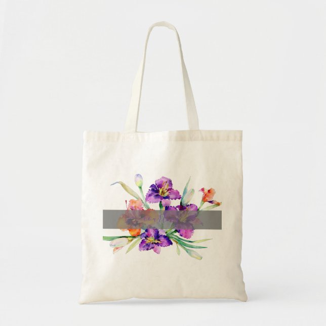 Purple watercolor Iris personalized  Tote Bag (Front)