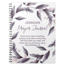 Purple Watercolor Leaves Customized Prayer Journal