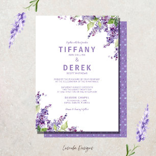 Purple Watercolor Lilac Wedding Invitation