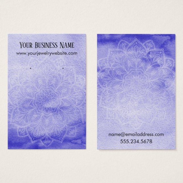 Purple Watercolor Mandala Earring Display Cards (Front & Back)