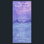 Purple Watercolor Mandala Wedding Menu Card<br><div class="desc">The beautiful, modern script font reading "menu" and "thank you for celebrating with us" in white with a subtle teal shadow, have both been rendered as graphics so you can take advantage of a favourite font from my collection. All other text elements have been set up using a versatile sans-serif...</div>
