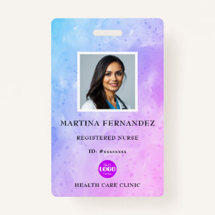 Purple Watercolor Medical Nurse ID Badge