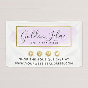 Purple Watercolor & Modern Gold Geometric Chic Banner