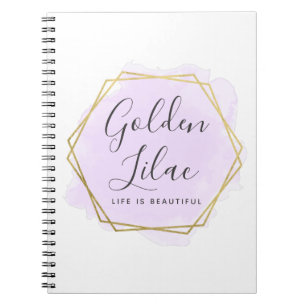 Purple Watercolor & Modern Gold Geometric Chic Notebook