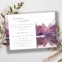 Purple Watercolor Mountain Lake Wedding Reception