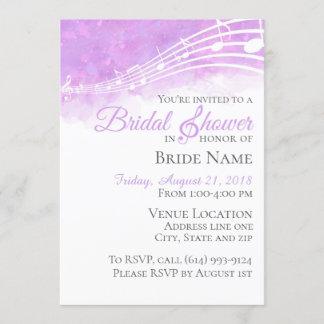 Purple Watercolor Musical Bridal Shower Invitation