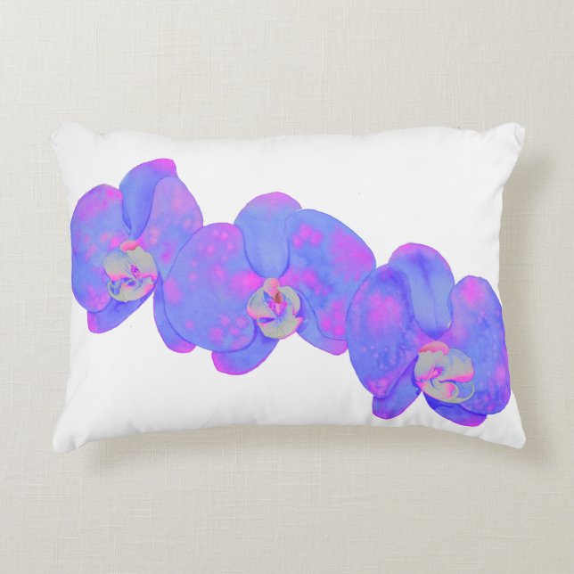 Purple watercolor Orchid painting, tropical flower Accent Pillow (Front)