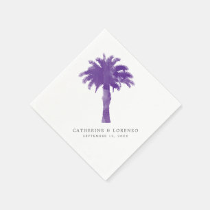 Purple Watercolor Palm Tree Watercolor Reception Napkin