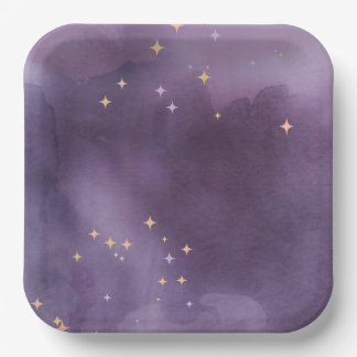 Purple watercolor paper plate