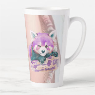 Purple Watercolor Red Panda Illustration Two-Tone Latte Mug