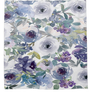 Purple Watercolor Roses Shower Curtain