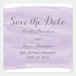 Purple Watercolor Save the Date Stickers