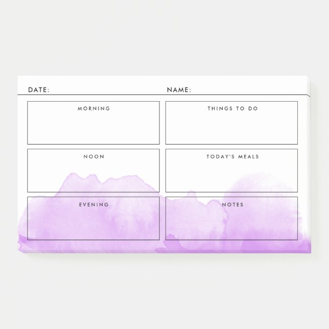 Purple Watercolor Simple Daily Organizer Post-it Notes (Front)