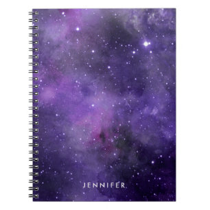 Purple Watercolor Space Galaxy Notebook