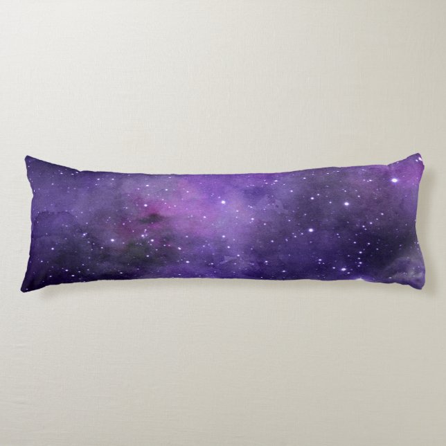 Purple Watercolor Space Pattern Body Pillow (Front)