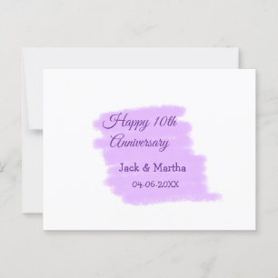 Purple watercolor splash modern 10th anniversary postcard