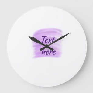 Purple watercolor splashes add text here custom pe large clock