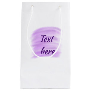 Purple watercolor splashes add text here custom pe small gift bag