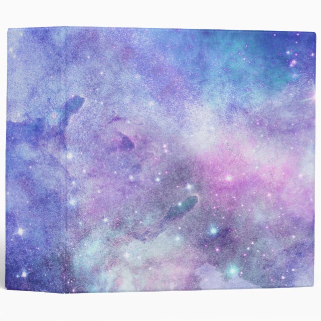 Purple Watercolor Starry Sky Space Lover Galaxy Binder (Front/Spine)