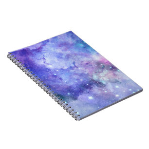 Purple Watercolor Starry Sky Space Lover Galaxy Notebook