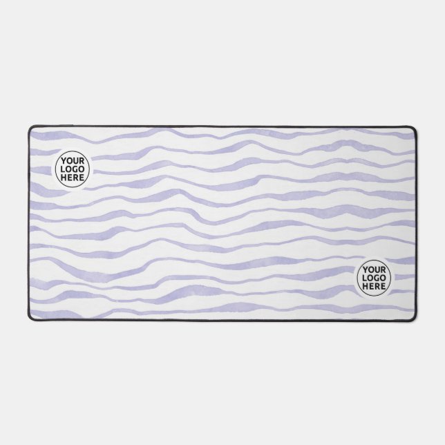 Purple Watercolor Stripes Desk Mat Mouse Pad (Front)