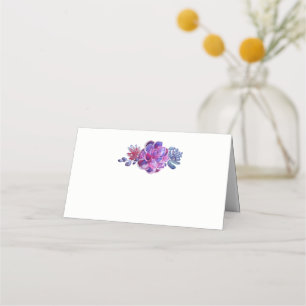 Purple Watercolor Succulents Wedding Place Card