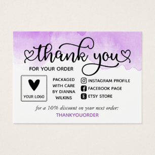 Purple Watercolor Thank You For Order Social Media