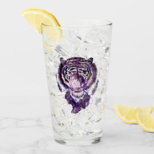 Purple Watercolor Tiger Glass