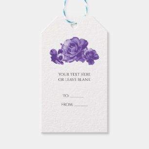 Purple Watercolor Vintage Roses Elegant Floral Gift Tags