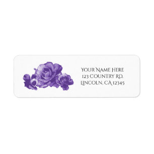 Purple Watercolor Vintage Roses Wedding