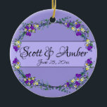 Purple watercolor violet Lavender Eucalyptus   Ceramic Ornament<br><div class="desc">An elegant and vintage design featuring eucalyptus, lavender and purple violets painted in romantic watercolor. To get started changing names and event details, click on "Personalize this template" and edit the wording in the template boxes. To access the more advanced editing tools, scroll down to "Click to customize further". Once...</div>