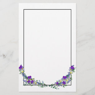 Purple watercolor violet Lavender Eucalyptus   Stationery
