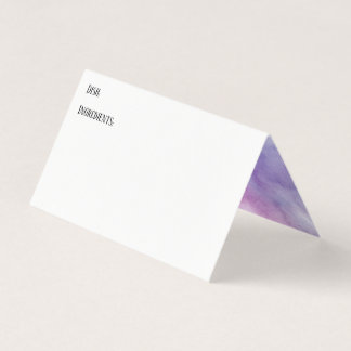 Purple Watercolor Wash Inside Recipe Tent Cards