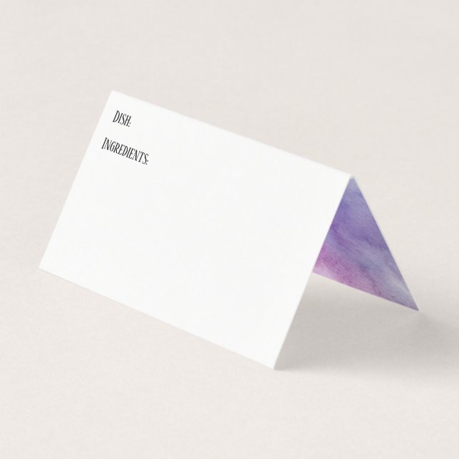 Purple Watercolor Wash Inside Recipe Tent Cards (Front)