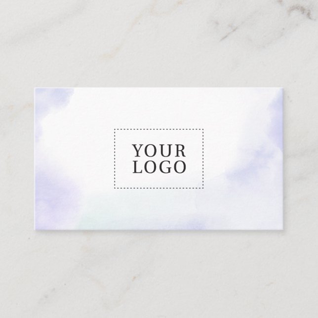 Purple Watercolor Wash Minimal Logo Business Card (Front)