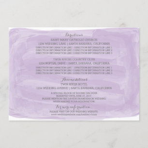 Purple Watercolor Wedding Information Card
