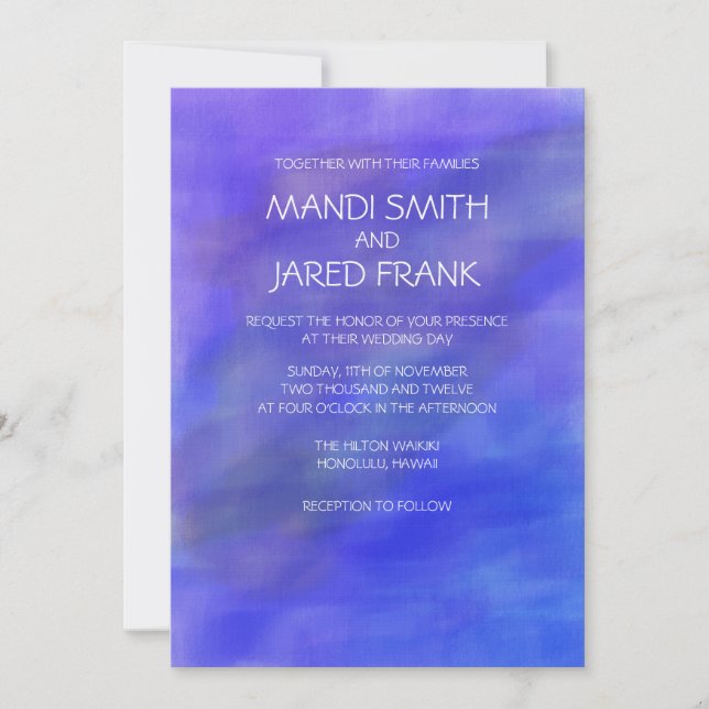 PURPLE WATERCOLOR WEDDING INVITATION (Front)