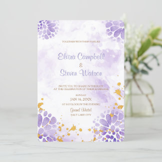 Purple Watercolor Wedding Invitation Card
