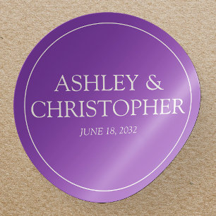 Purple Watercolor Wildflower Wedding Classic Round Sticker