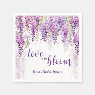 Purple Watercolor Wisteria Bridal Shower Napkin